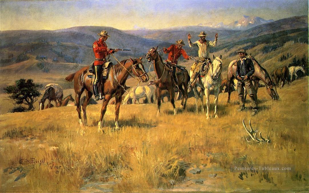 Quand la loi ternit le bord du Chance cowboy Charles Marion Russell Indiana Peintures à l'huile